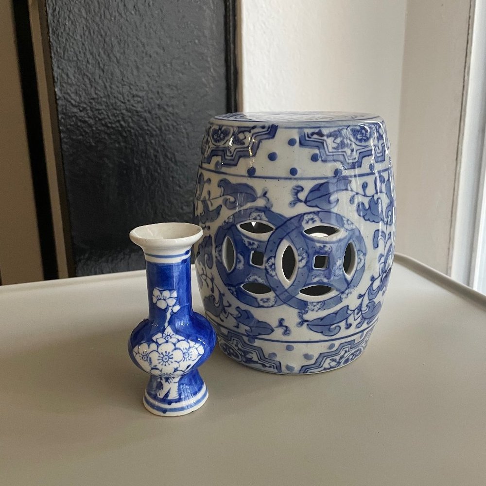 Blue & White Porcelain Mini Garden Stool